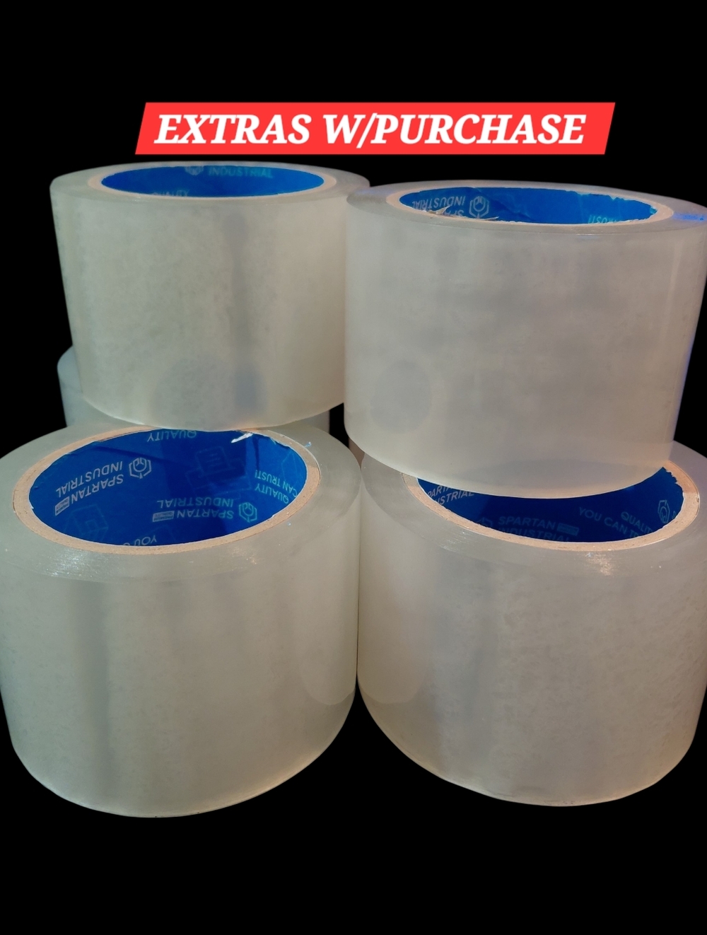 Spartan 1 Roll 3"x60yd Heavy-Duty Clear Packing Tape  Bonus:3 Random Polymailers